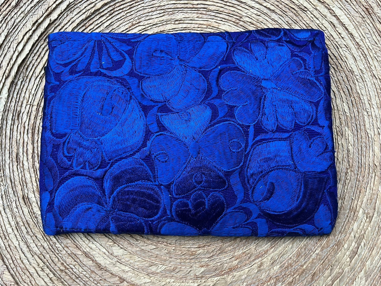 Casa Tlapali Blue Embroidered Clutch with Tassels